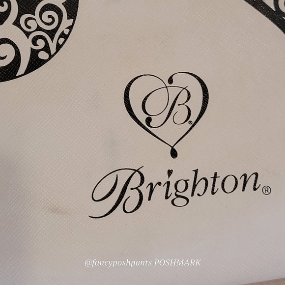 BRIGHTON holiday love notes tote bag purse w/logo heart zipper pull black red - Picture 9 of 17